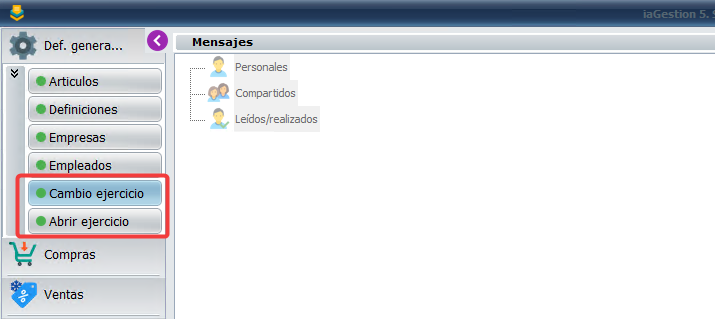 Apertura y cambio de ejercicio en Gestión para pymes