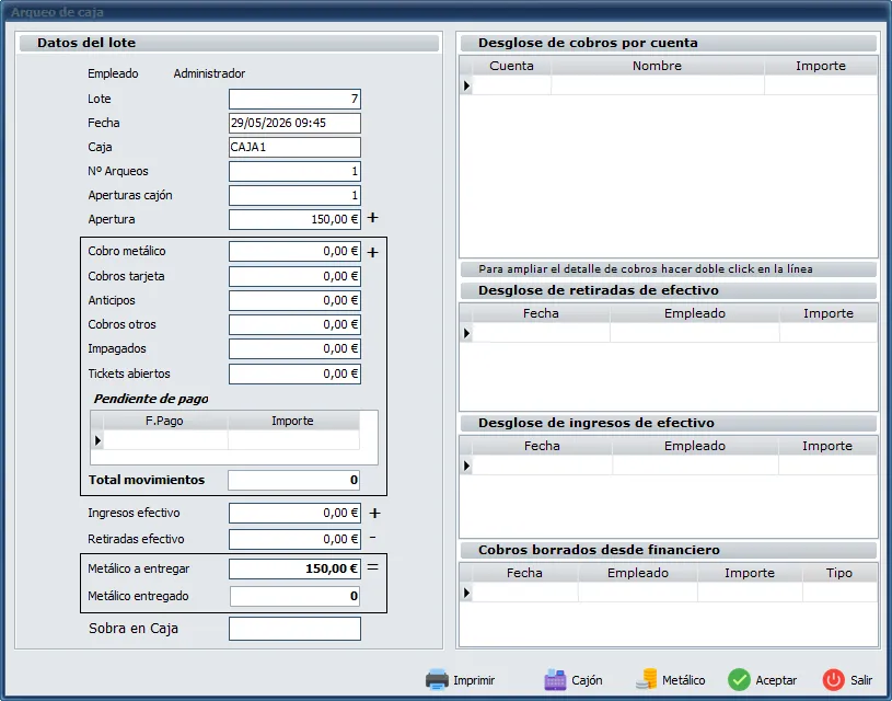 Arqueo caja
