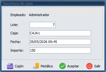 Detalles apertura de caja