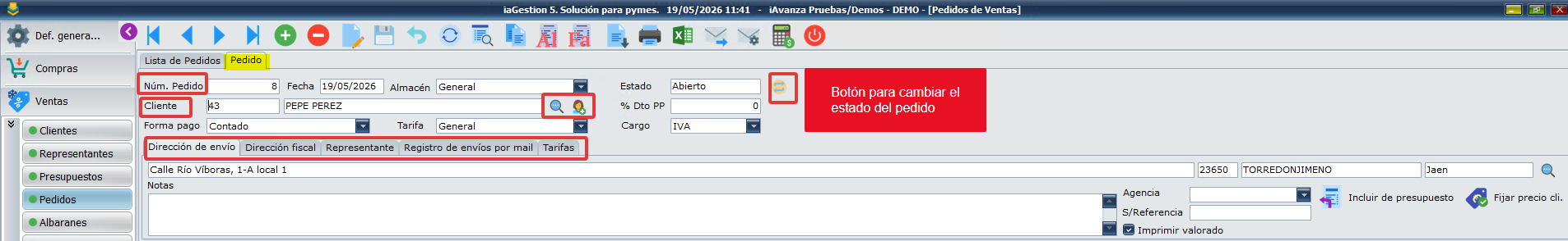 Pedido de ventas