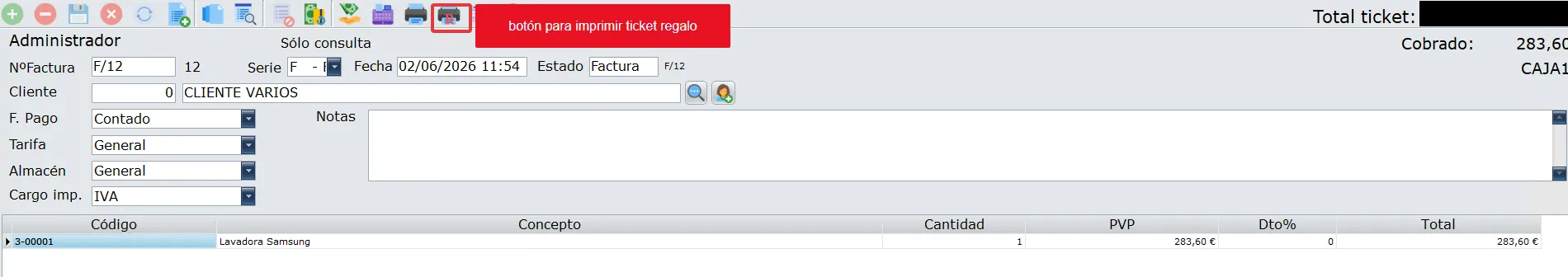 Ticket regalo
