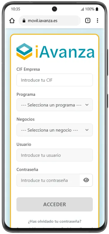 autentificacion app movil iAvanza