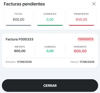 facturas pendientes del cliente