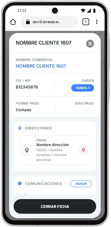 ficha cliente