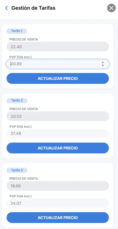 gestion de precios tarifas