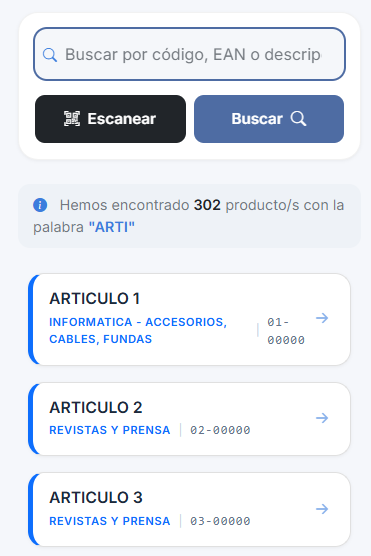 lista articulos buscados