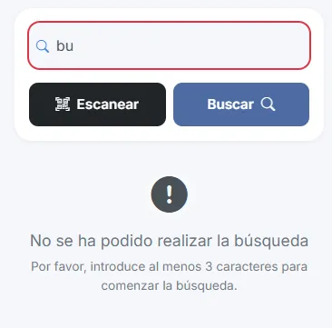 mensaje debe introducir mas de 3 caracteres en el termino de busqueda