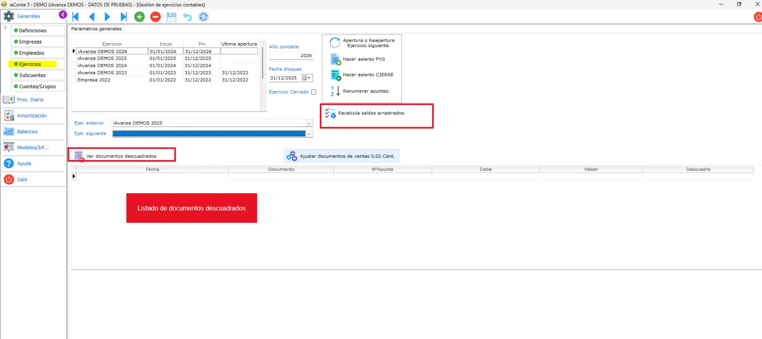 Documentos descuadrados