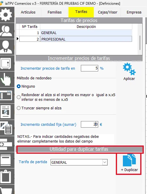 Duplicar Tarifa