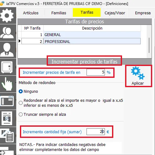 Incrementar precios
