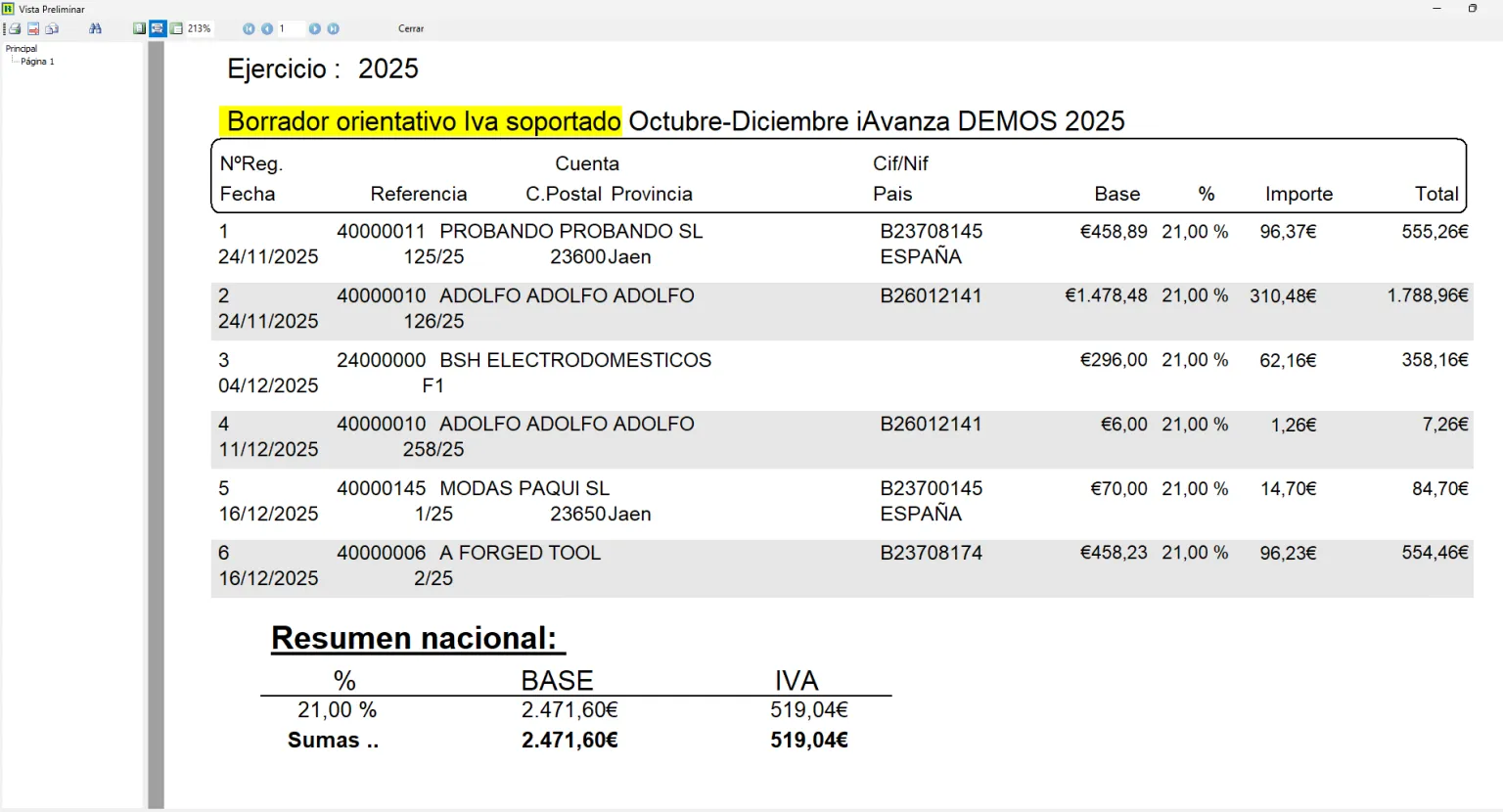 borrador iva soportado