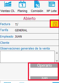 Detalles del ticket en tpv de ventas táctil