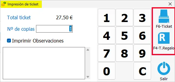 Impresión ticket en tpv comercios