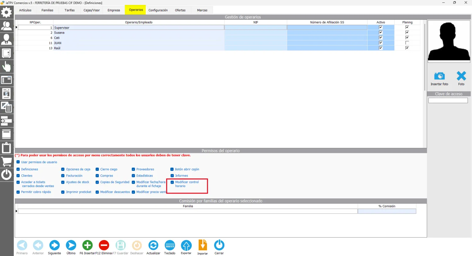 Modificar control horario