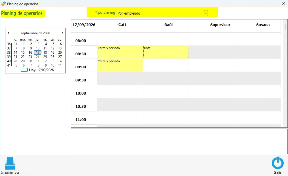 Planning por empleado