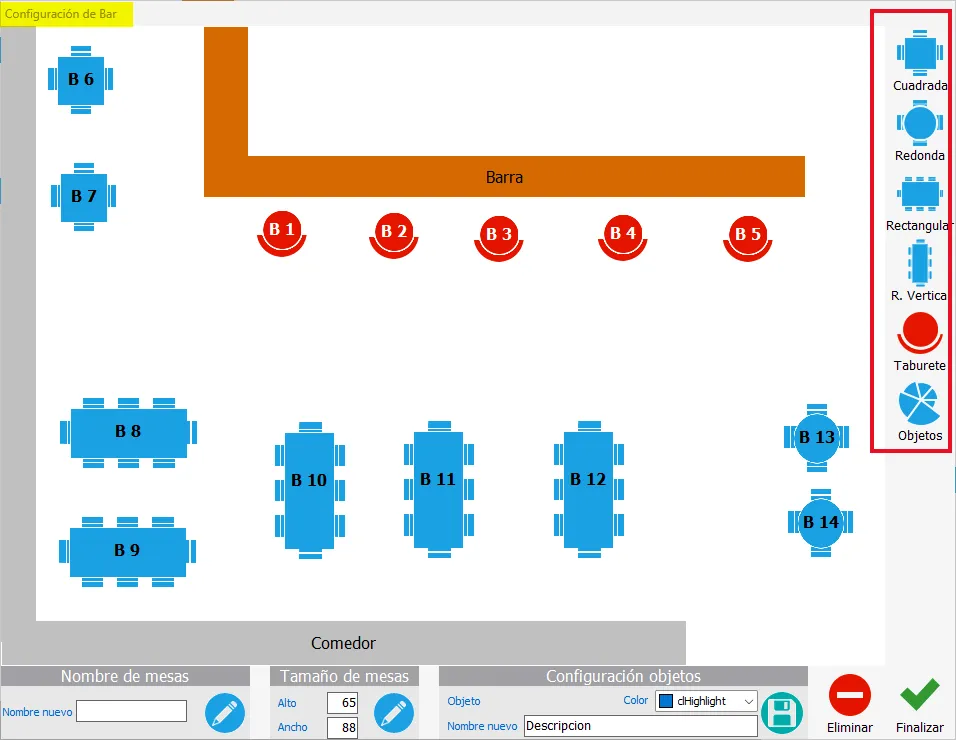 Configuración de bar en iatpv hostelería